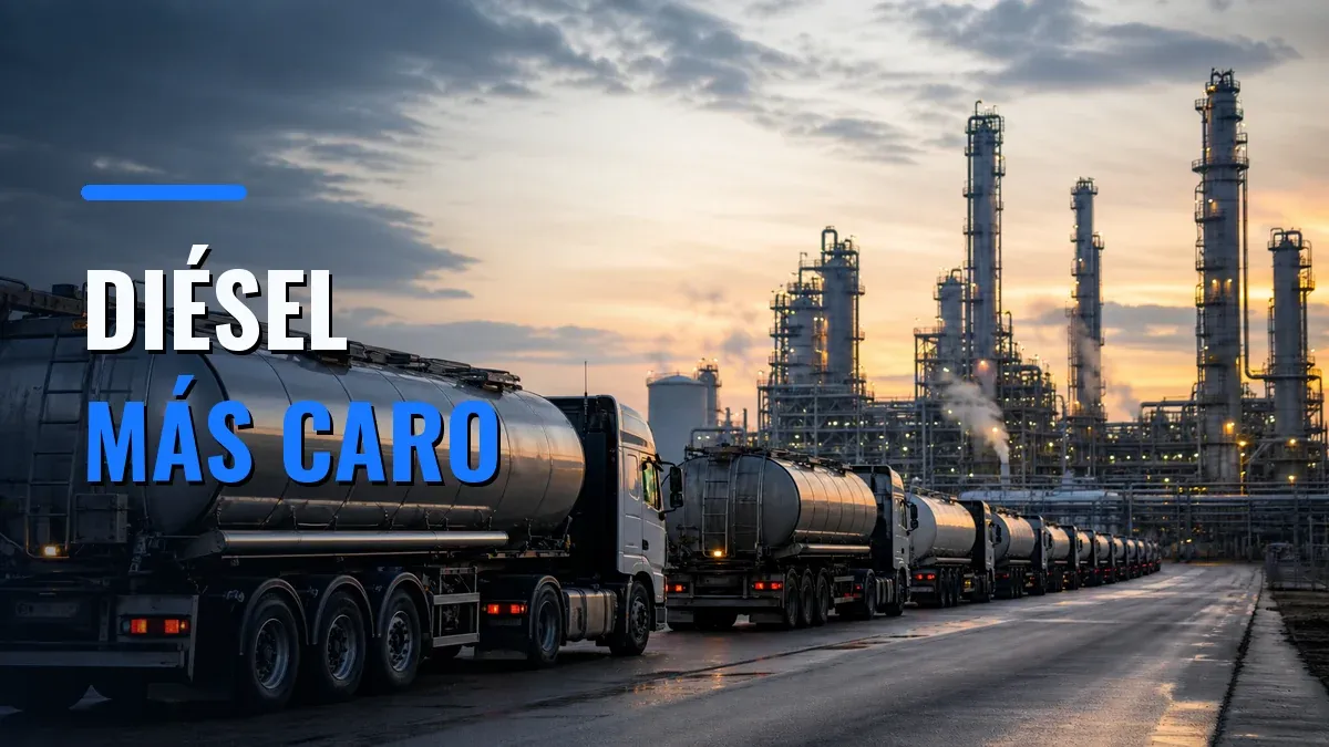 Camiones cisterna frente a una refinería, que representan la escasez de diésel y la presión sobre los costos y la inflación.