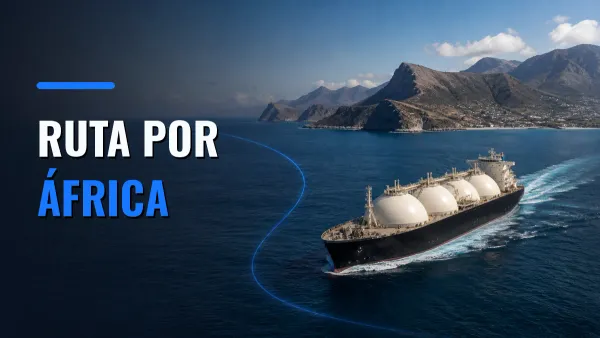 Un buque tanque bordea el cabo de Buena Esperanza mientras una ruta marítima destaca el desvío provocado por la menor capacidad del Canal de Panamá.